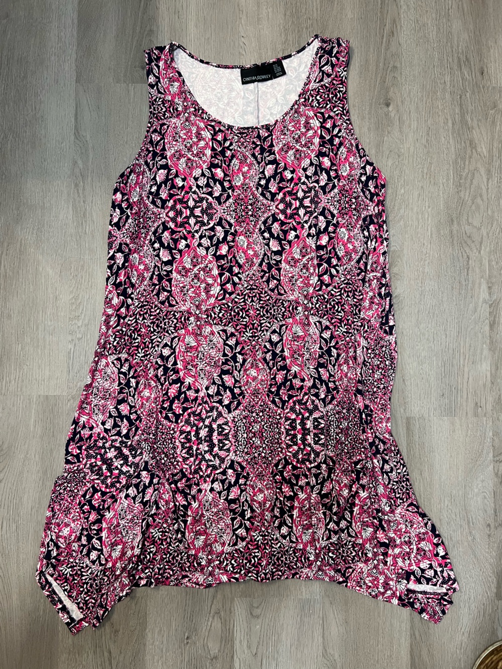Cynthia Rowley Rayon Spandex Mini Tank Dress Paisley Print Preppy Pink Size 2X